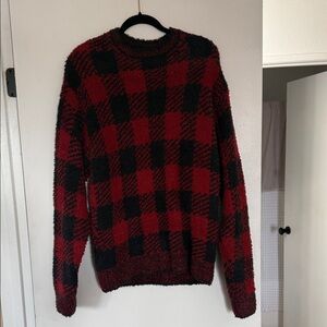 SKIMS Cozy UNISEX L/XL  Red and Black Checker Sweater